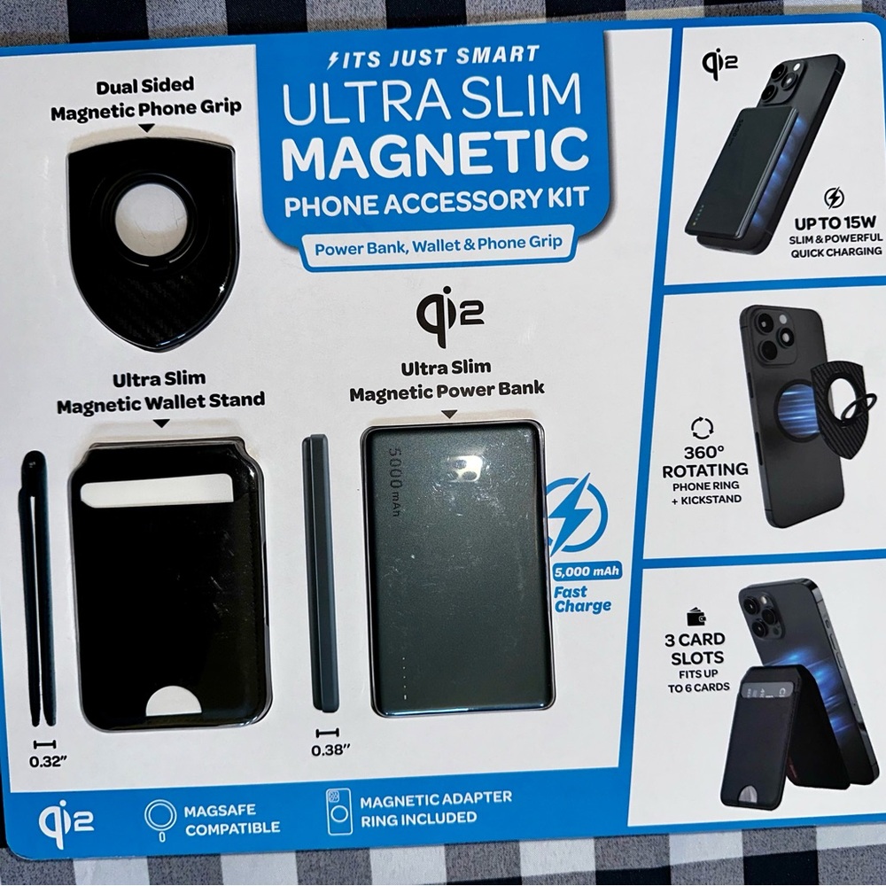 Ultra Slim Magnetic Phone Accessory Kit - Black